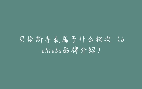 贝伦斯手表属于什么档次（behrebs品牌介绍）