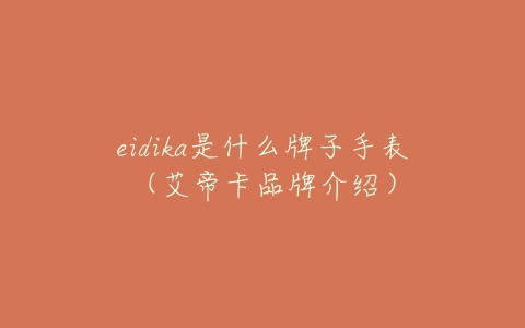 eidika是什么牌子手表（艾帝卡品牌介绍）