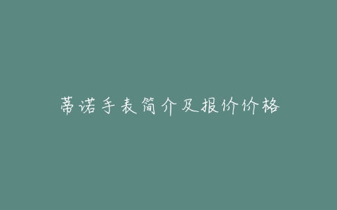 蒂诺手表简介及报价价格