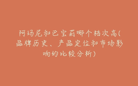 阿玛尼和巴宝莉哪个档次高(品牌历史、产品定位和市场影响的比较分析)