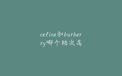 celine和burberry哪个档次高