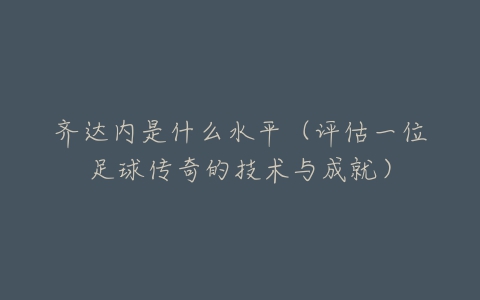 齐达内是什么水平(评估一位足球传奇的技术与成就)-亿表网 齐达内是什么水平(评估一位足球传奇的技术与成就)-亿表网