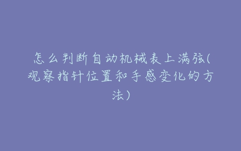 怎么判断自动机械表上满弦(观察指针位置和手感变化的方法)-亿表网 怎么判断自动机械表上满弦(观察指针位置和手感变化的方法)-亿表网