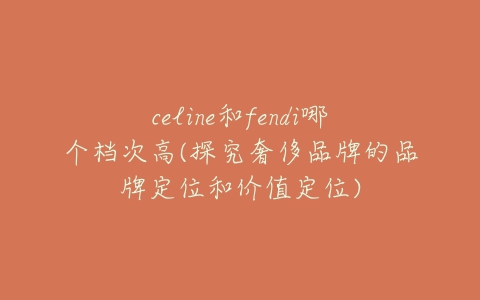 celine和fendi哪个档次高(探究奢侈品牌的品牌定位和价值定位)