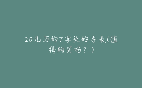 20几万的T字头的手表(值得购买吗？)