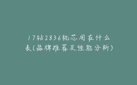 17钻2836机芯用在什么表(品牌推荐及性能分析)