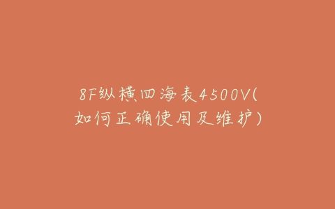 8F纵横四海表4500V(如何正确使用及维护)