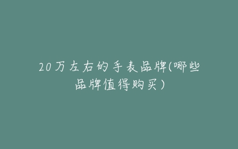 20万左右的手表品牌(哪些品牌值得购买)