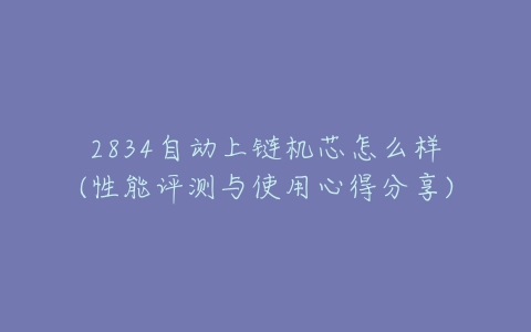 2834自动上链机芯怎么样(性能评测与使用心得分享)