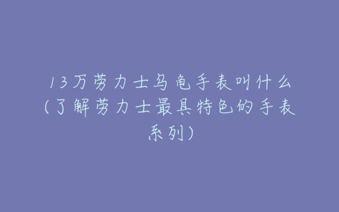 13万劳力士乌龟手表叫什么(了解劳力士最具特色的手表系列)