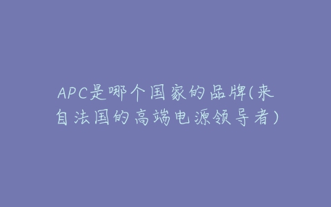 APC是哪个国家的品牌(来自法国的高端电源领导者)