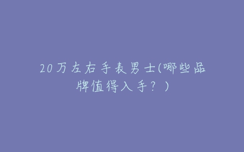 20万左右手表男士(哪些品牌值得入手？)