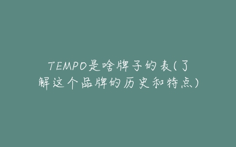 TEMPO是啥牌子的表(了解这个品牌的历史和特点)-亿表网