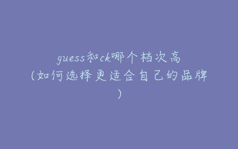 guess和ck哪个档次高(如何选择更适合自己的品牌)