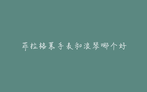 菲拉格慕手表和浪琴哪个好