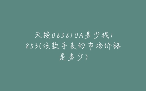 天梭063610A多少钱1853(该款手表的市场价格是多少)