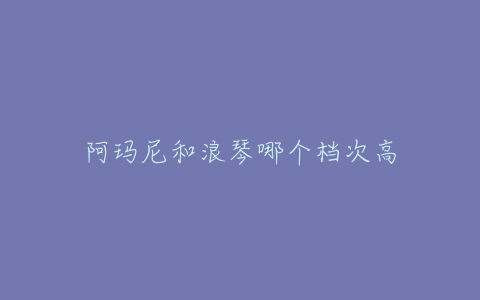 阿玛尼和浪琴哪个档次高