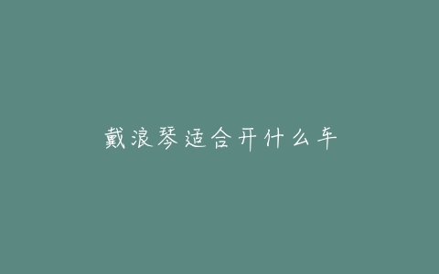 戴浪琴适合开什么车