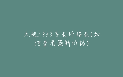 天梭1853手表价格表(如何查看最新价格)