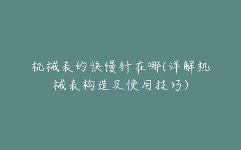 机械表的快慢针在哪(详解机械表构造及使用技巧)-亿表网 机械表的快慢针在哪(详解机械表构造及使用技巧)-亿表网