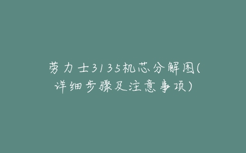 劳力士3135机芯分解图(详细步骤及注意事项)-亿表网 劳力士3135机芯分解图(详细步骤及注意事项)-亿表网