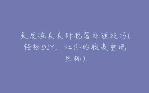 美度腕表表针脱落处理技巧(轻松DIY,让你的腕表重现生机)