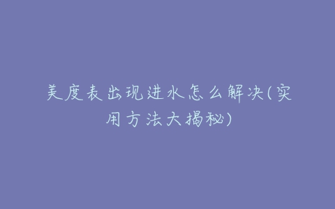 美度表出现进水怎么解决(实用方法大揭秘)
