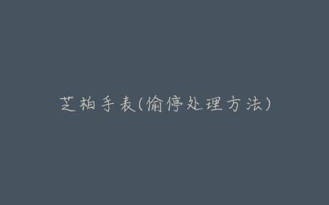 芝柏手表(偷停处理方法)