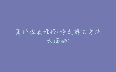 萧邦腕表维修(停走解决方法大揭秘)