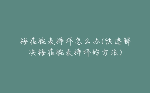 梅花腕表摔坏怎么办(快速解决梅花腕表摔坏的方法)