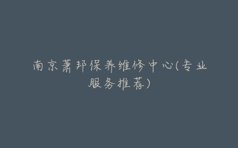 南京萧邦保养维修中心(专业服务推荐)