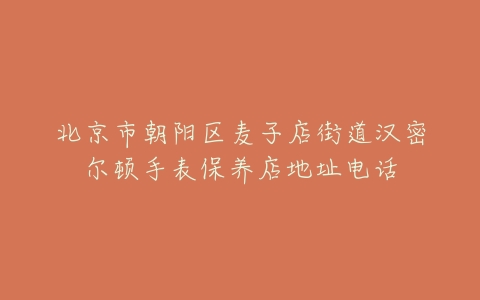 北京市朝阳区麦子店街道汉密尔顿手表保养店地址电话