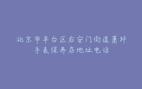 北京市丰台区右安门街道萧邦手表保养店地址电话