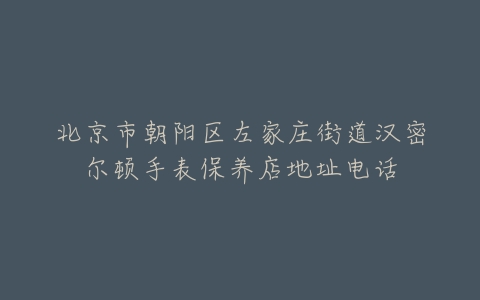 北京市朝阳区左家庄街道汉密尔顿手表保养店地址电话