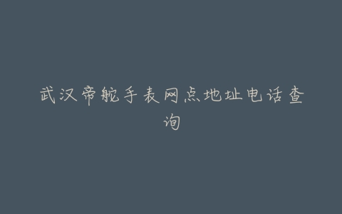 武汉帝舵手表网点地址电话查询