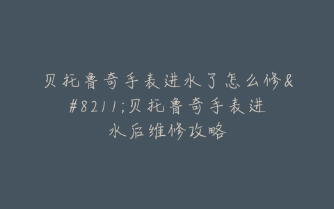 贝托鲁奇手表进水了怎么修–贝托鲁奇手表进水后维修攻略
