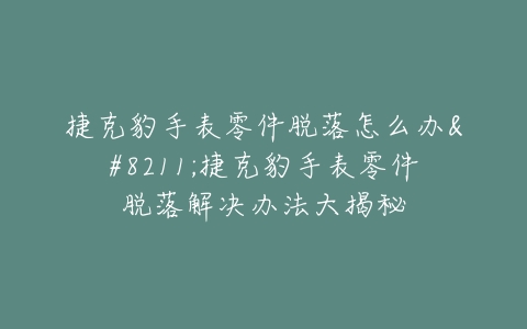 捷克豹手表零件脱落怎么办--捷克豹手表零件脱落解决办法大揭秘