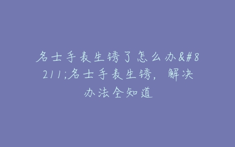 名士手表生锈了怎么办--名士手表生锈，解决办法全知道